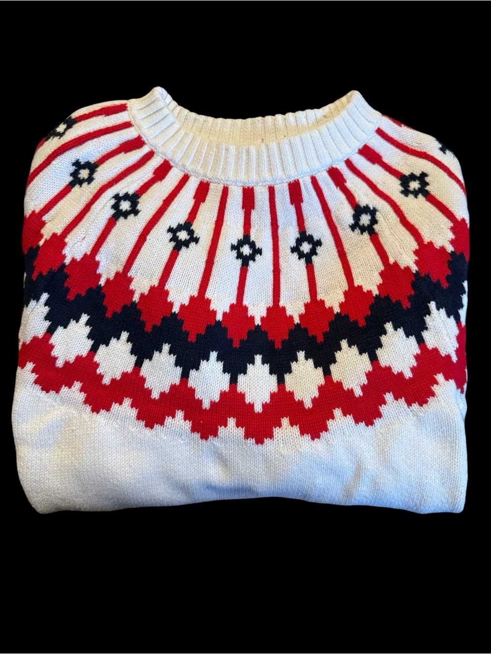 J. Crew Women's Fair Isle Crewneck Sweater - White/Red/Black